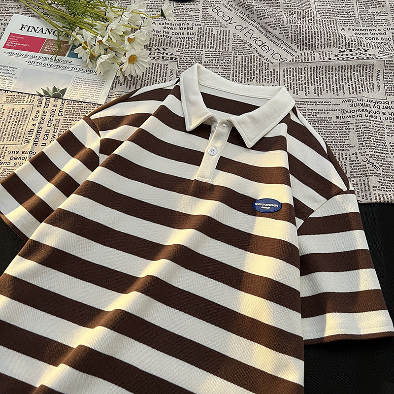Herren lässiges Poloshirt mit breiten Streifen und hochwertiger Baumwolle Echoarchiv