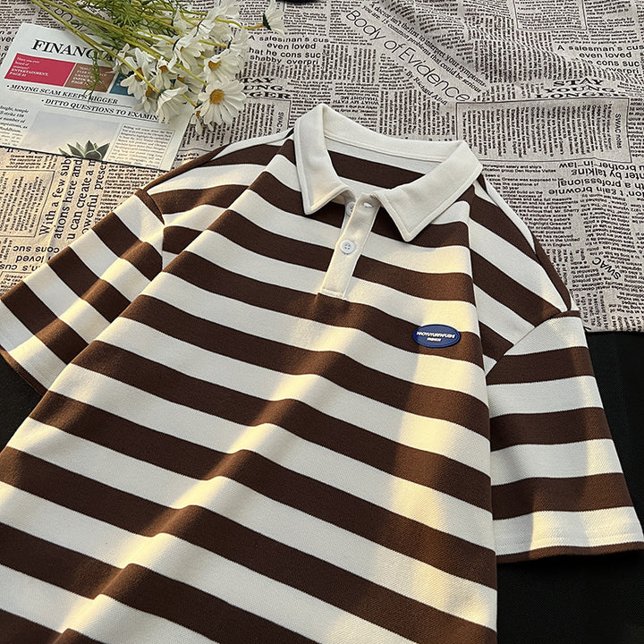 Herren lässiges Poloshirt mit breiten Streifen und hochwertiger Baumwolle Echoarchiv