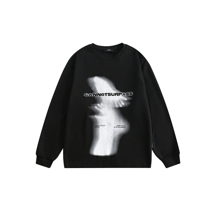 Unisex Oversize-Langarmshirt mit surrealem Photoprint und gerippten Bündchen Echoarchiv