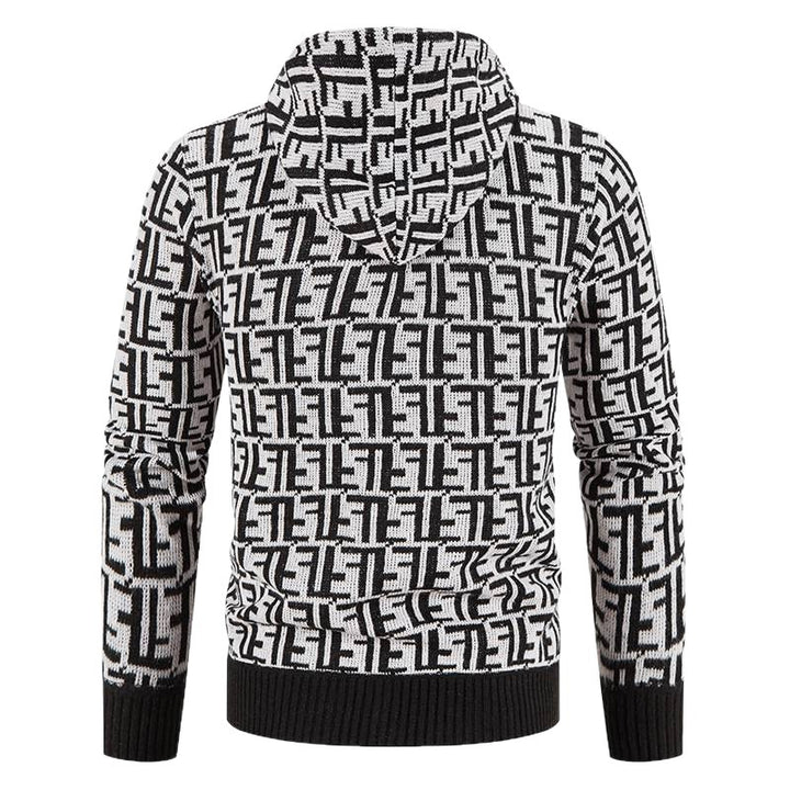 Herren Hochwertige Strickjacke mit modernem Muster und Kapuze Echoarchiv