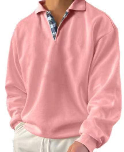 Herren Langarm Polohemd mit elegantem V-Ausschnitt und stilvollen Kontrastdetails Echoarchiv