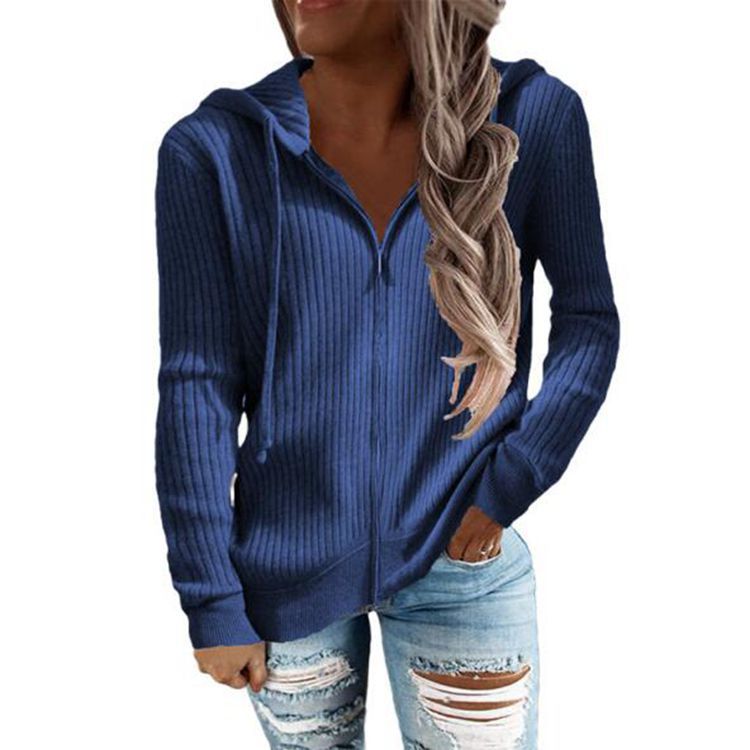 Damen nan gerippter Kapuzen-Zip-Hoodie mit halbem Reißverschluss und Kängurutaschen Echo Archiv