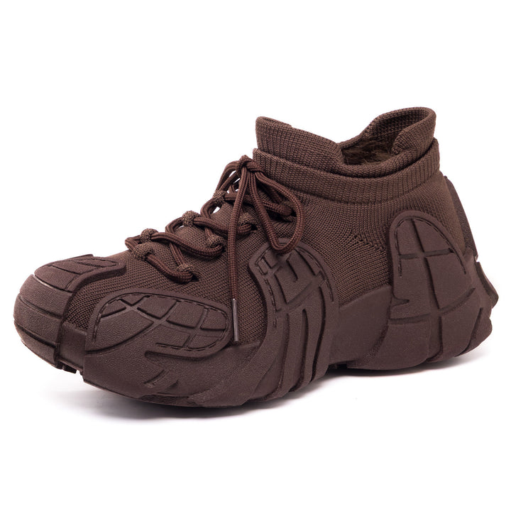 Damen nan gestrickter gefütterter Plateau-Sneaker mit sockenähnlichem Schaft, robuster Gummioptik-Sohle und gepolstertem Komfortfußbett Echo Archiv