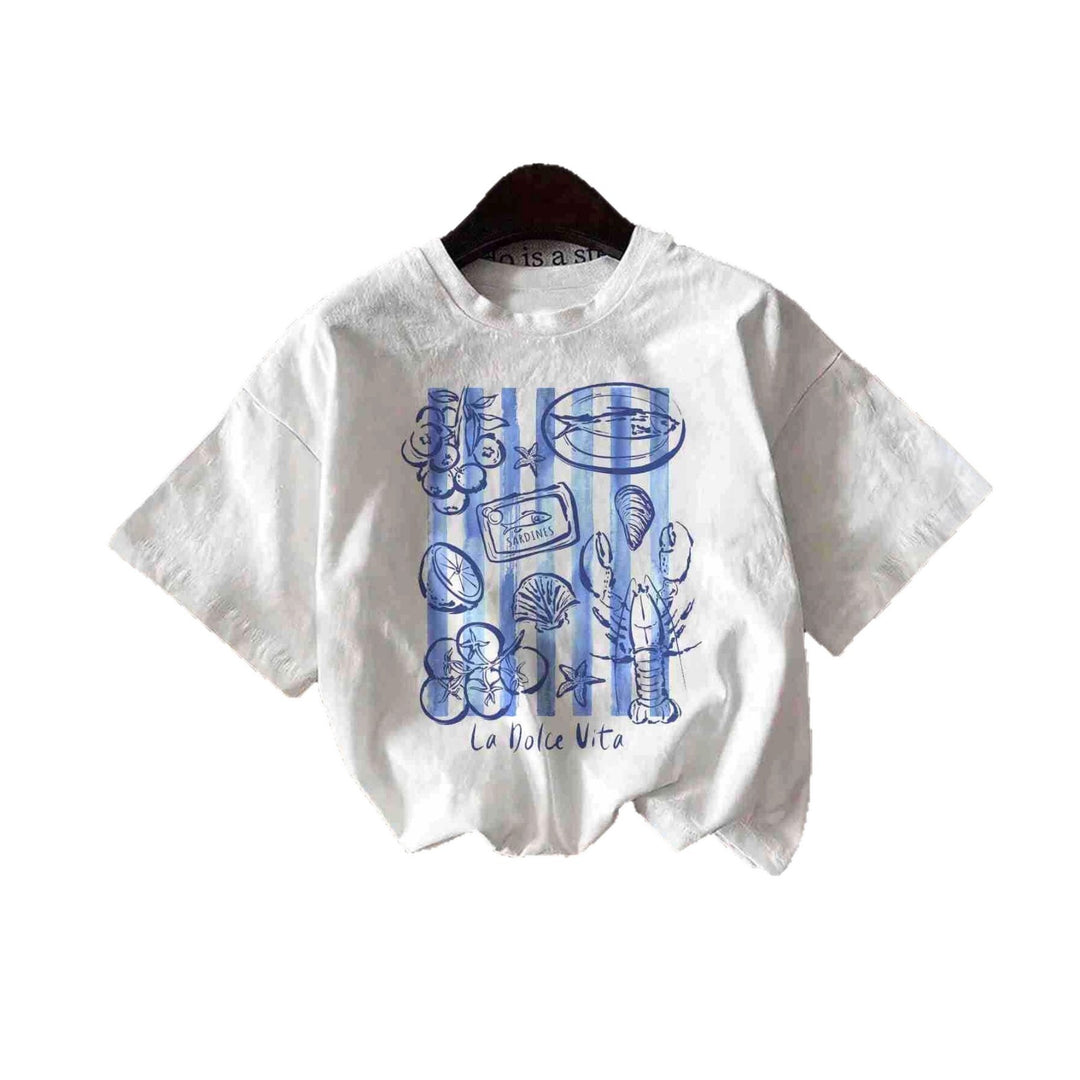 Damen T-Shirt mit kreativem Küstendesign und entspannter Passform Echo Archiv