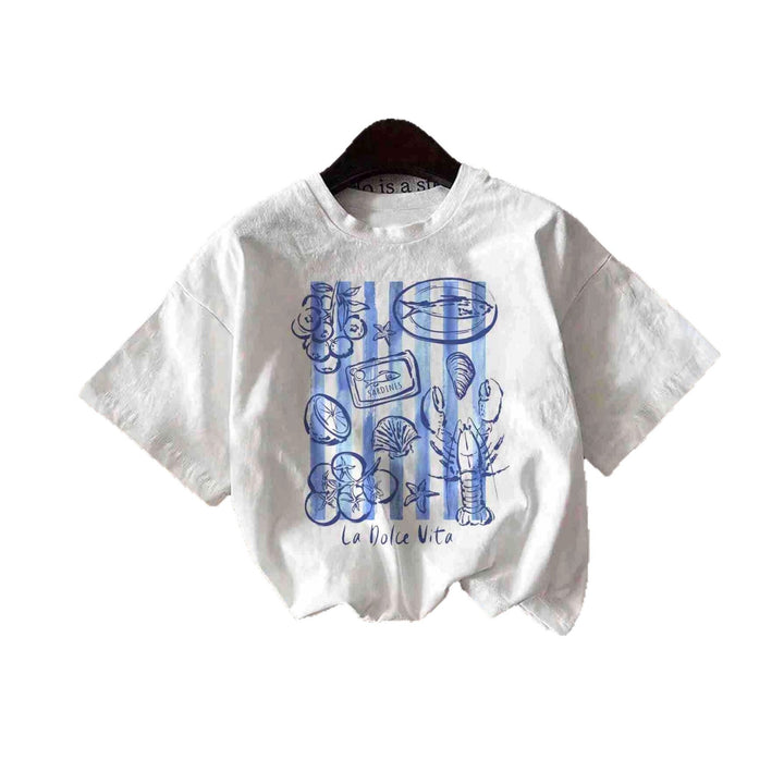 Damen T-Shirt mit kreativem Küstendesign und entspannter Passform Echo Archiv