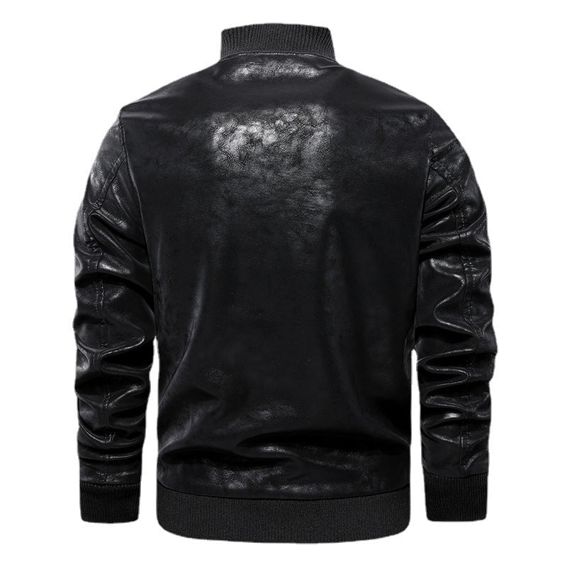 Herren modische kunstleder Bomberjacke mit bestickten Details Echoarchiv