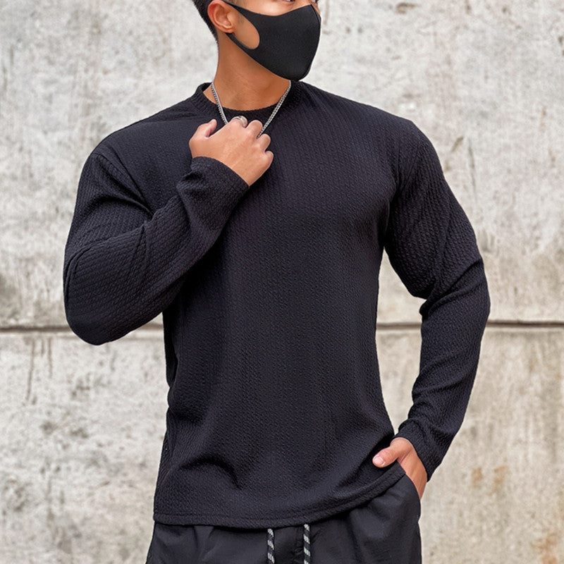 Herren stilvolles Langarmshirt mit strukturierter Oberfläche Echoarchiv