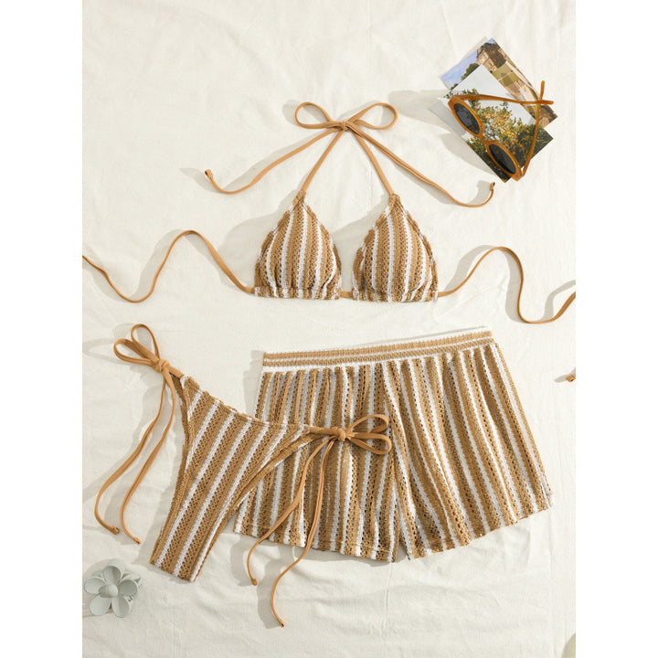 Damen Bikini-Set mit Rüschen und verspieltem Streifenmuster Echo Archiv
