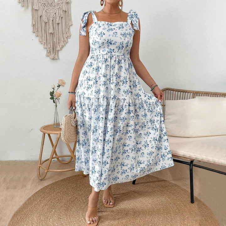 Damen Maxikleid mit floralen Mustern und schmückenden Trägern Echo Archiv