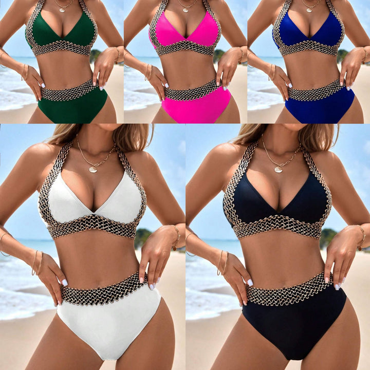Damen Hoch geschnittenes Bikini-Set mit elegantem Schmuckdetail Echo Archiv