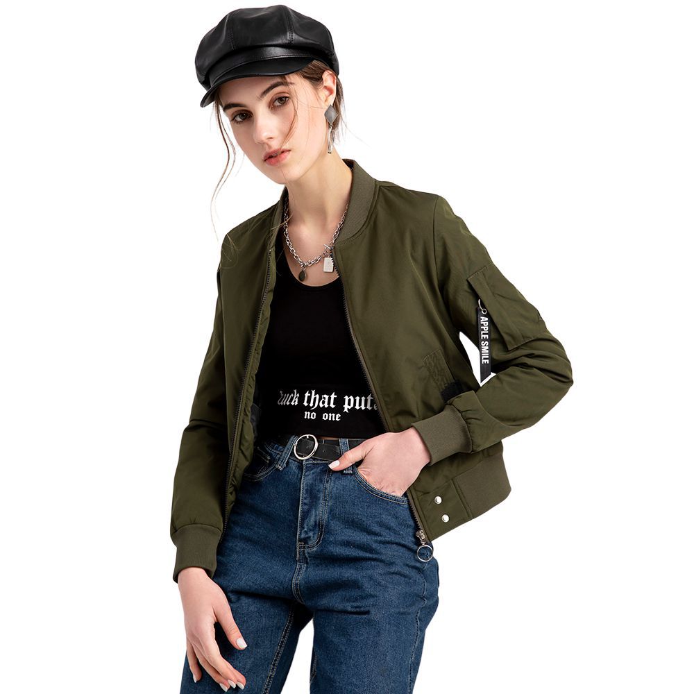 Damen nan leichte Bomberjacke mit Ringreißverschluss, Ärmel-Tasche und taillierter Silhouette Echo Archiv