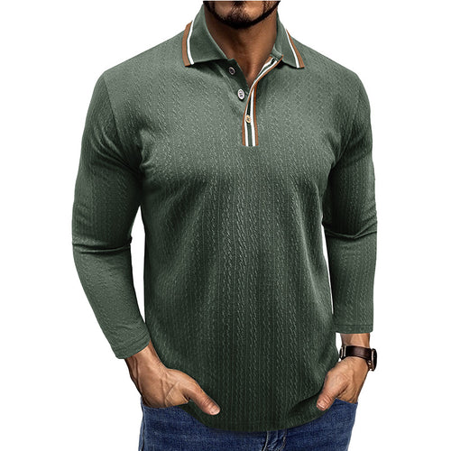 Herren Elegantes Langarm-Polohemd mit Details Echoarchiv