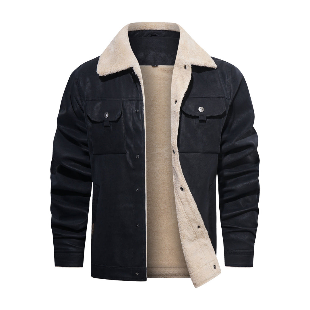 Herren modische Kunstlederjacke mit Teddyfutter Echoarchiv