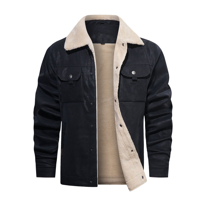 Herren modische Kunstlederjacke mit Teddyfutter Echoarchiv