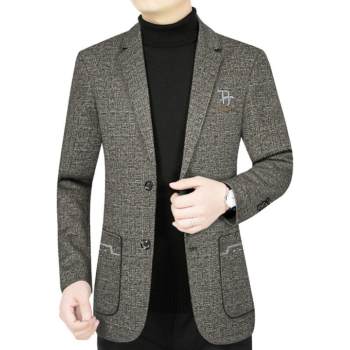 Herren Modernes Einreihiges City-Blazer mit aufgesetzten Taschen und leichter Halbfütterung – Tianoro