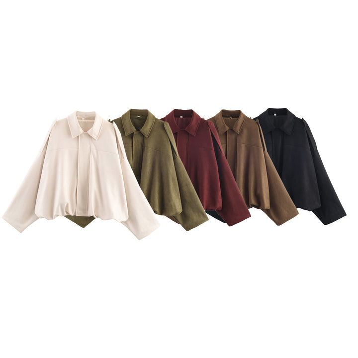 Damen nan oversized Cape-Jacke mit verdeckter Frontblende, Kragen und ballonförmigem Saum Echo Archiv