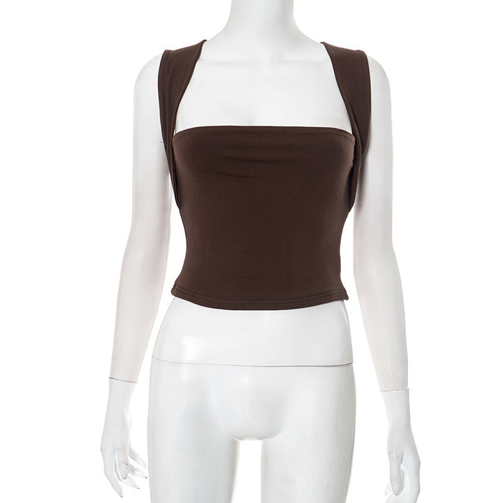 Damen modernes Crop-Top mit schmalen Trägern und figurbetontem Schnitt Echo Archiv