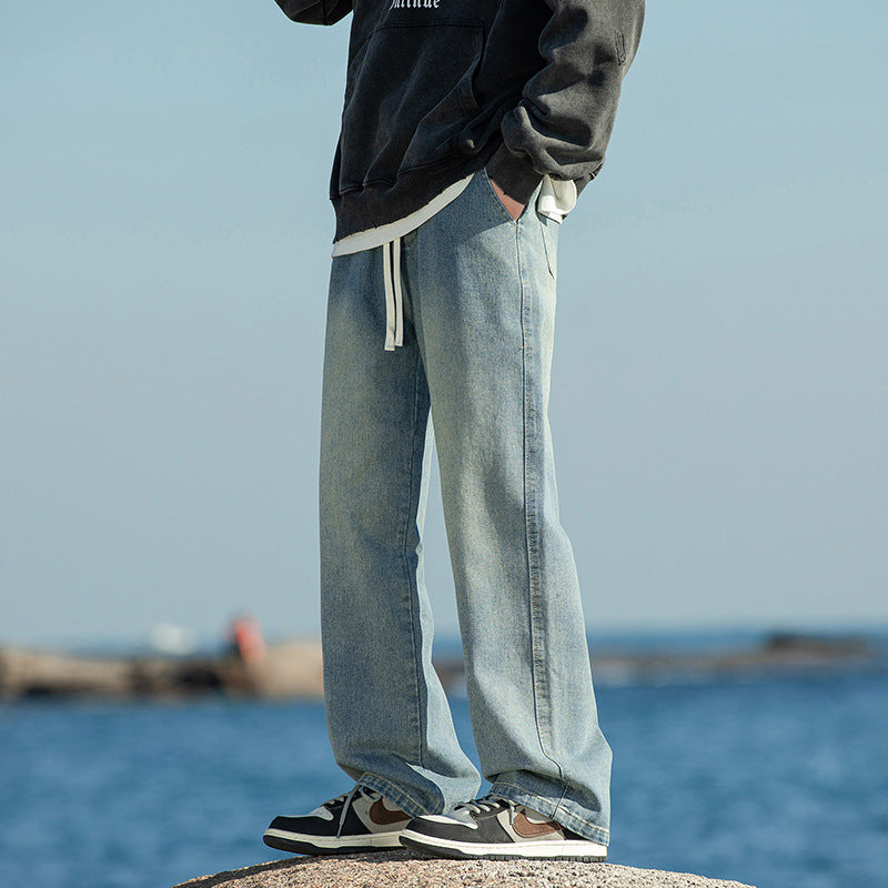 Herren Weitgeschnittene Denim-Hose mit Komfortbund