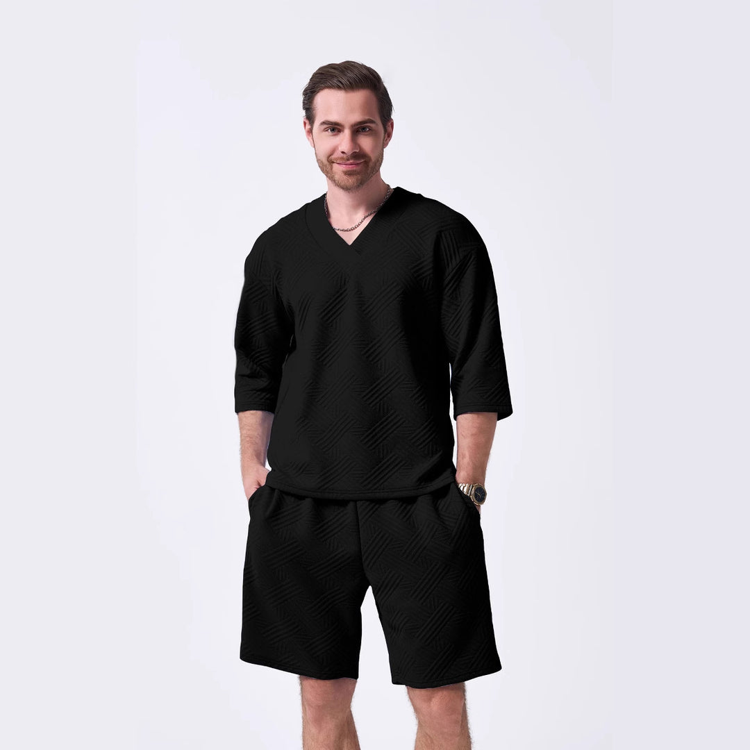 Herren lässiger V-Ausschnitt Freizeit-Pullover und Shorts Set Echoarchiv