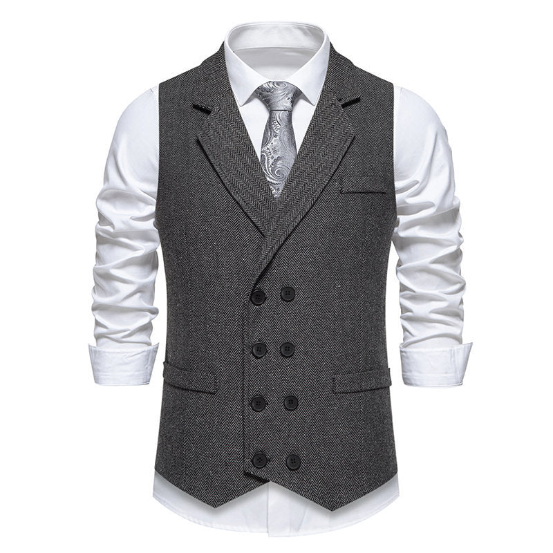 Herren elegante Herringbone-Weste mit doppelter Knopfleiste Echoarchiv