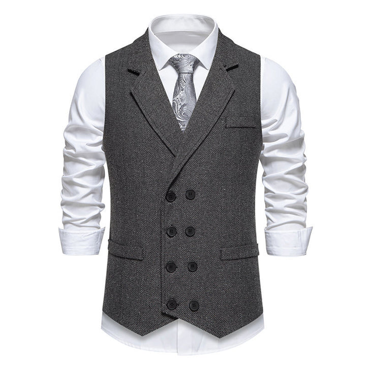 Herren elegante Herringbone-Weste mit doppelter Knopfleiste Echoarchiv