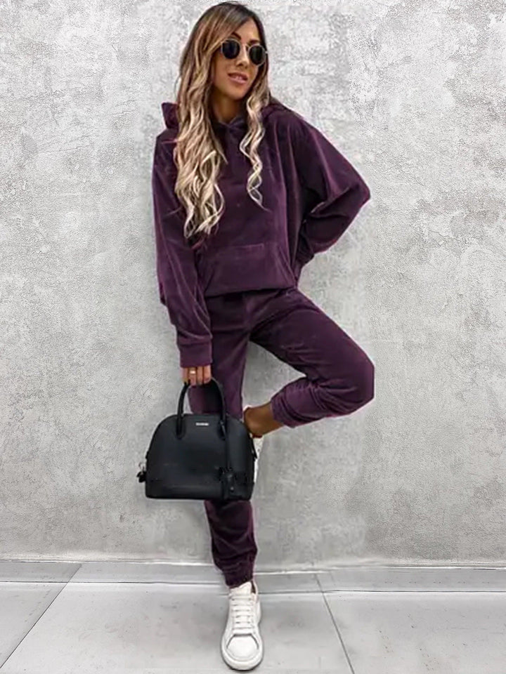 Damen kuscheliges Fleece-Set mit oversized Hoodie und bequemen Jogginghosen Echoarchiv