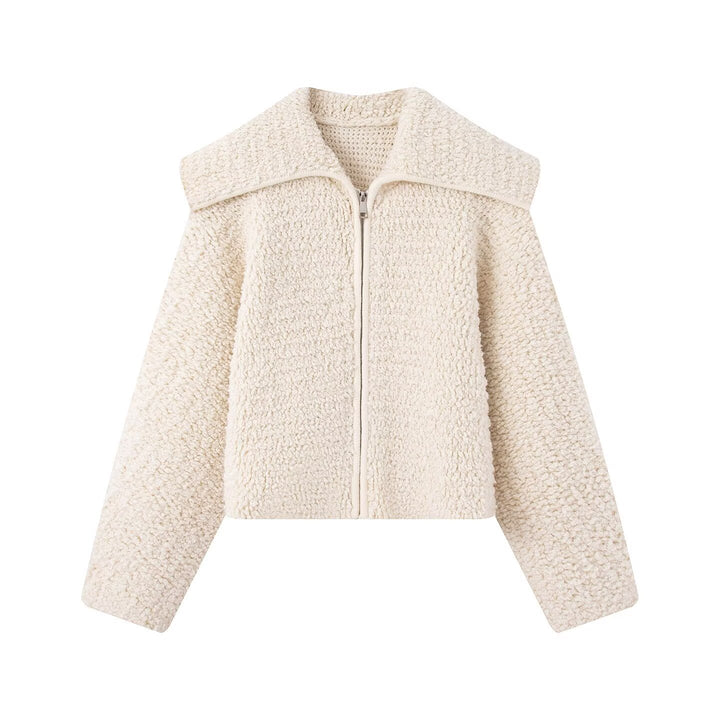 Damen Teddy-Fleece Kurzjacke mit weitem Umlegekragen und durchgehendem Reißverschluss Echo Archiv