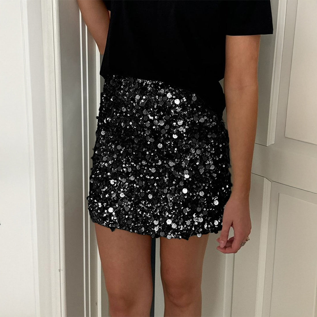 Damen Minirock mit funkelnden Pailletten – Élara