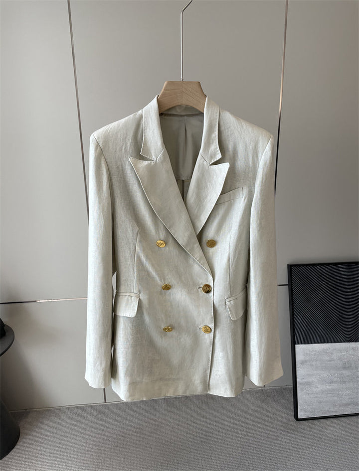 Damen Eleganter Doppelreiher Blazer mit Schmuckknöpfen Echoarchiv