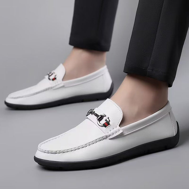 Herren Elegante Lederimitat-Loafer mit Ziernaht und Metallbit-Detail Echoarhiv – Tavélo