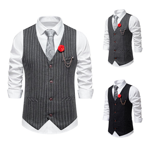 Herren elegante Weste mit schmalem Hahnentrittmuster und asymmetrischen Akzenten Echoarchiv