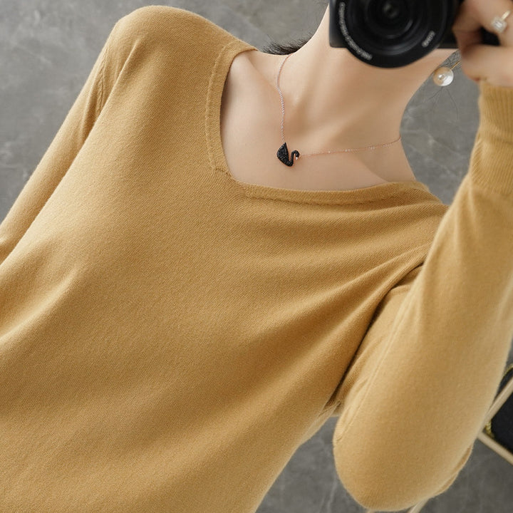 Damen leichter V-Ausschnitt Kaschmir-Look Feinstrickpullover Echoarchiv