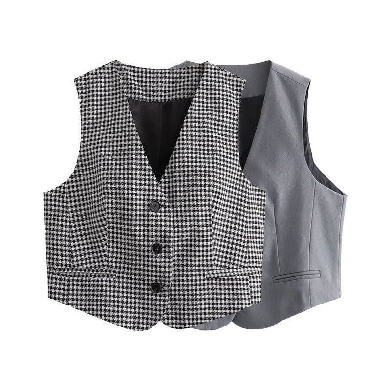 Damen nan taillierte Business-Weste mit V-Ausschnitt und paspelierten Eingrifftaschen Echo Archiv
