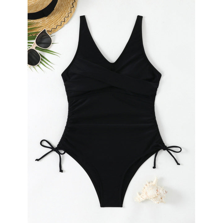 Damen Einteiler Badeanzug mit elegantem Wickeldesign und verstellbaren Schnürdetails Echo Archiv