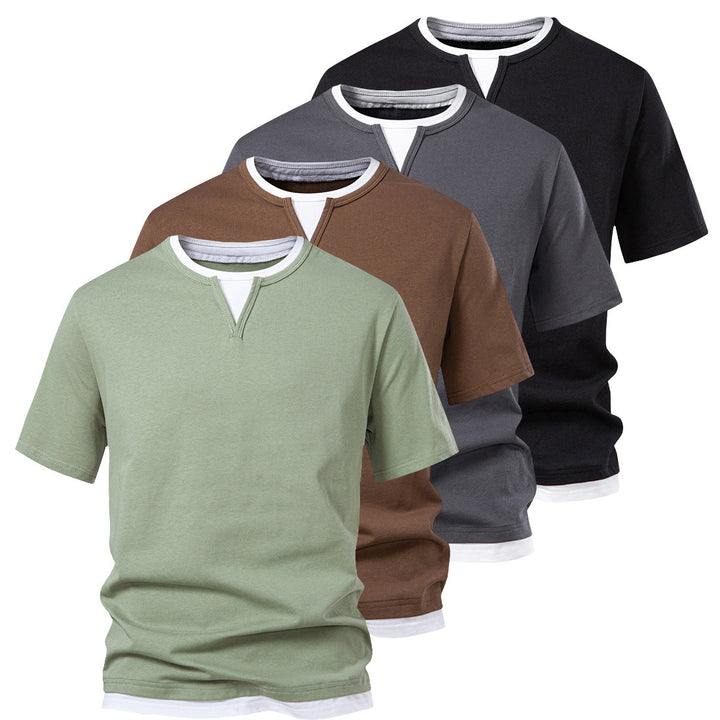 Herren Langarmshirt mit Lagen-Look und markantem Schlitzkragen Echo Archiv