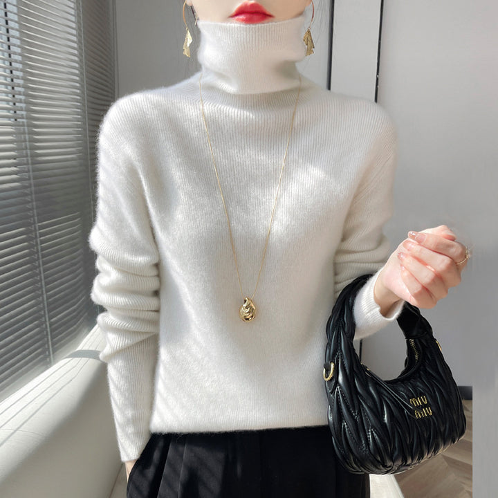 Damen Kurz geschnittener Rollkragenpullover aus weichem Kaschmir-Blend mit schmaler Silhouette Echoarchiv
