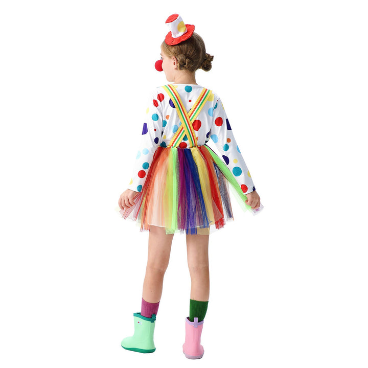 Mädchen Clownkostüm mit bunten Tüllröcken und Haaraccessoires Echo Archiv