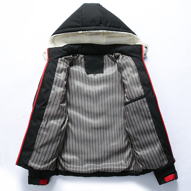 Herren gefütterte Winterjacke mit abnehmbarer Kapuze und hohem Kragen Echoarchiv