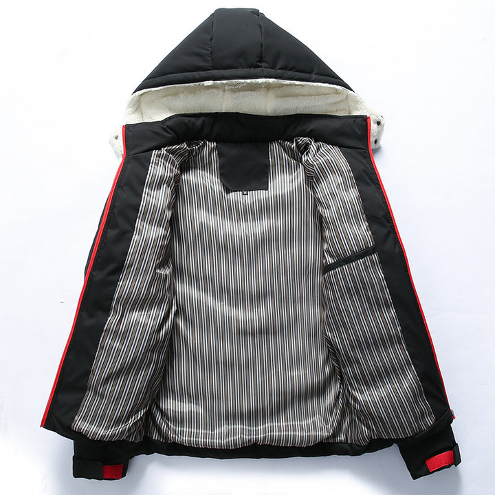 Herren gefütterte Winterjacke mit abnehmbarer Kapuze und hohem Kragen Echoarchiv