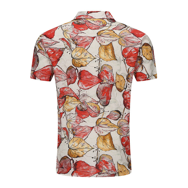 Herren Kurzarm-Hemd mit floralem Design und modischen Details Echoarchiv