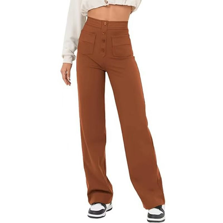 Damen Hochtaillierte weite Hose mit Knopfleiste und aufgesetzten Taschen Echo Archiv
