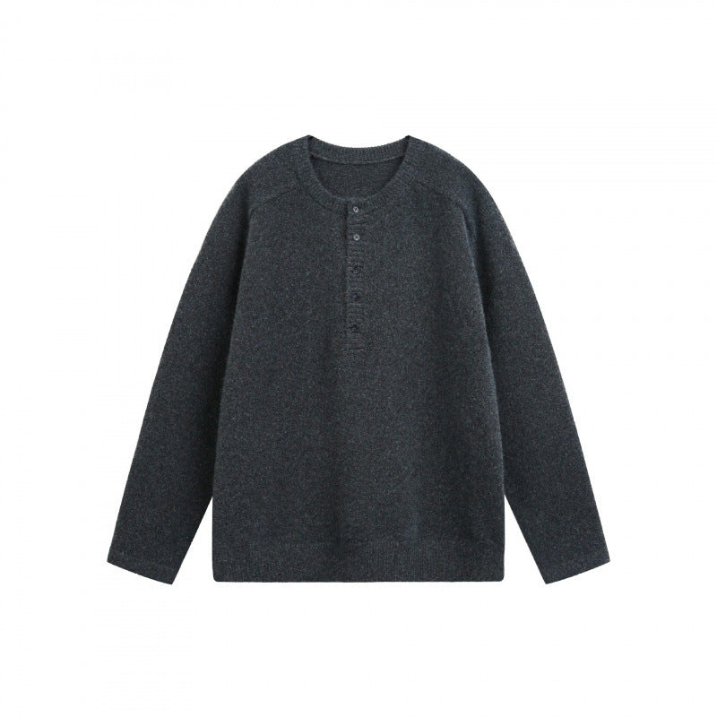 Unisex Feinstrick-Henley-Pullover mit Raglanärmeln und halber Knopfleiste Echo Archiv