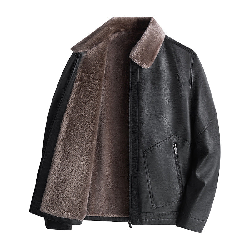 Herren Lässige Kunstlederjacke mit Teddyfutter Echo Archiv