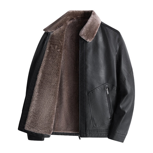 Herren Lässige Kunstlederjacke mit Teddyfutter Echo Archiv