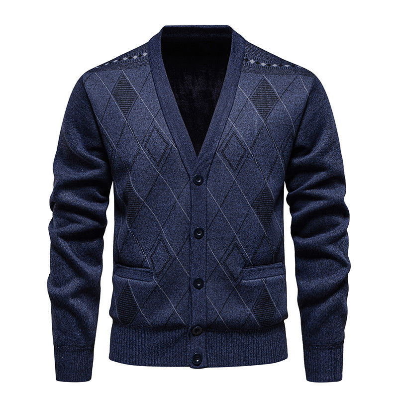 Herren stilvolle Strickjacke mit Rautenmuster Echoarchiv