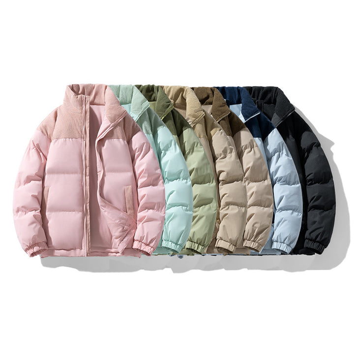 Herren gesteppte Winterjacke mit Cordbesatz, hohem Stehkragen und wärmender Isolierung Echo Archiv
