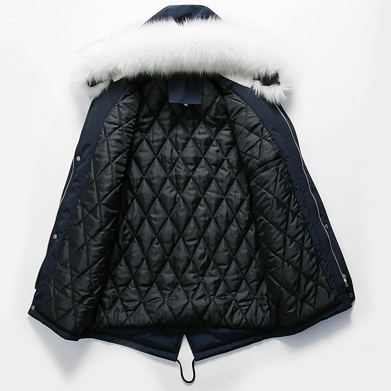 Herren elegante Winterjacke mit modischer Kapuze und Kunstfellbesatz Echoarchiv