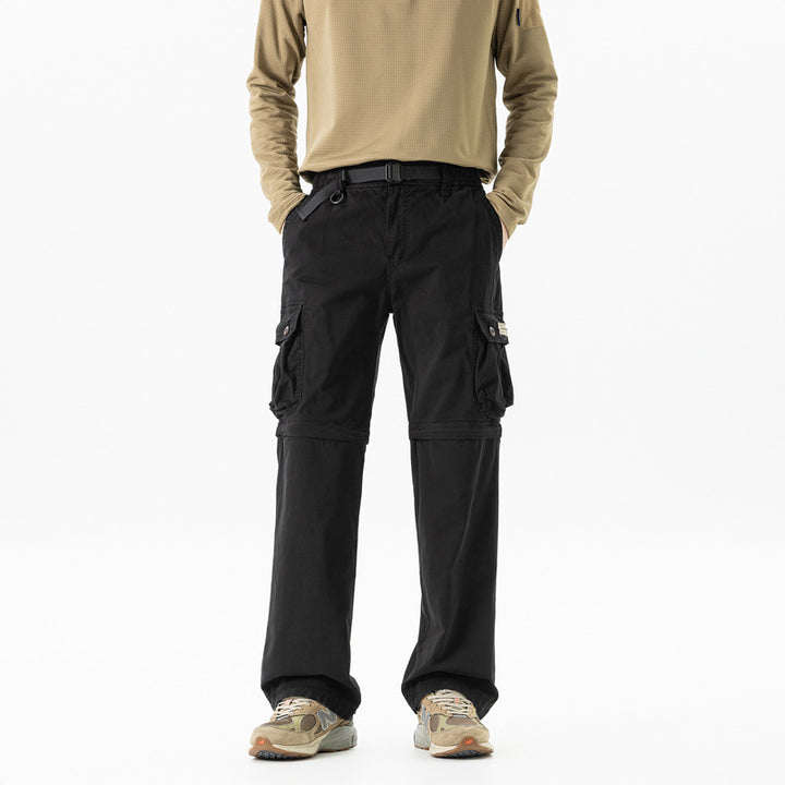 Herren Abnehmbare Cargo-Zip-Hose mit Reißverschluss-Bein, Multifachtaschen und integriertem Gürtel Echo Archiv