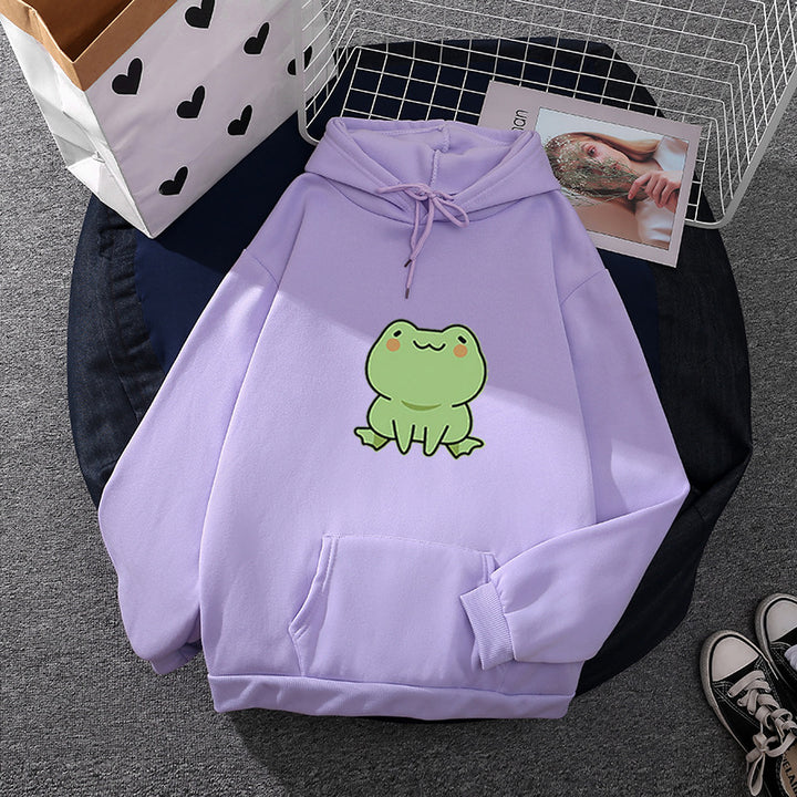 Damen Kapuzenpullover mit Mond‑und‑Wal-Illustration, Oversize-Schnitt und Kängurutasche – Auréline