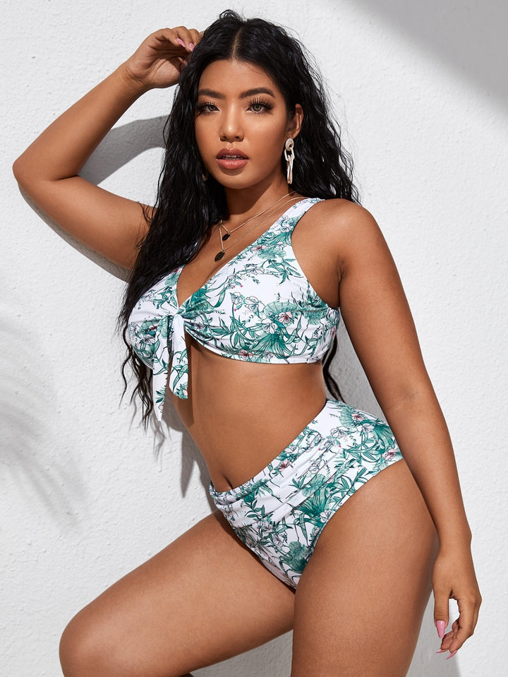 Damen Hochtailliertes Bikini-Set mit floralem Design Echo Archiv